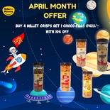 April Month Offer- Buy 4 millet crisps GET 1 Ragi Choco fills @423 with 10% off